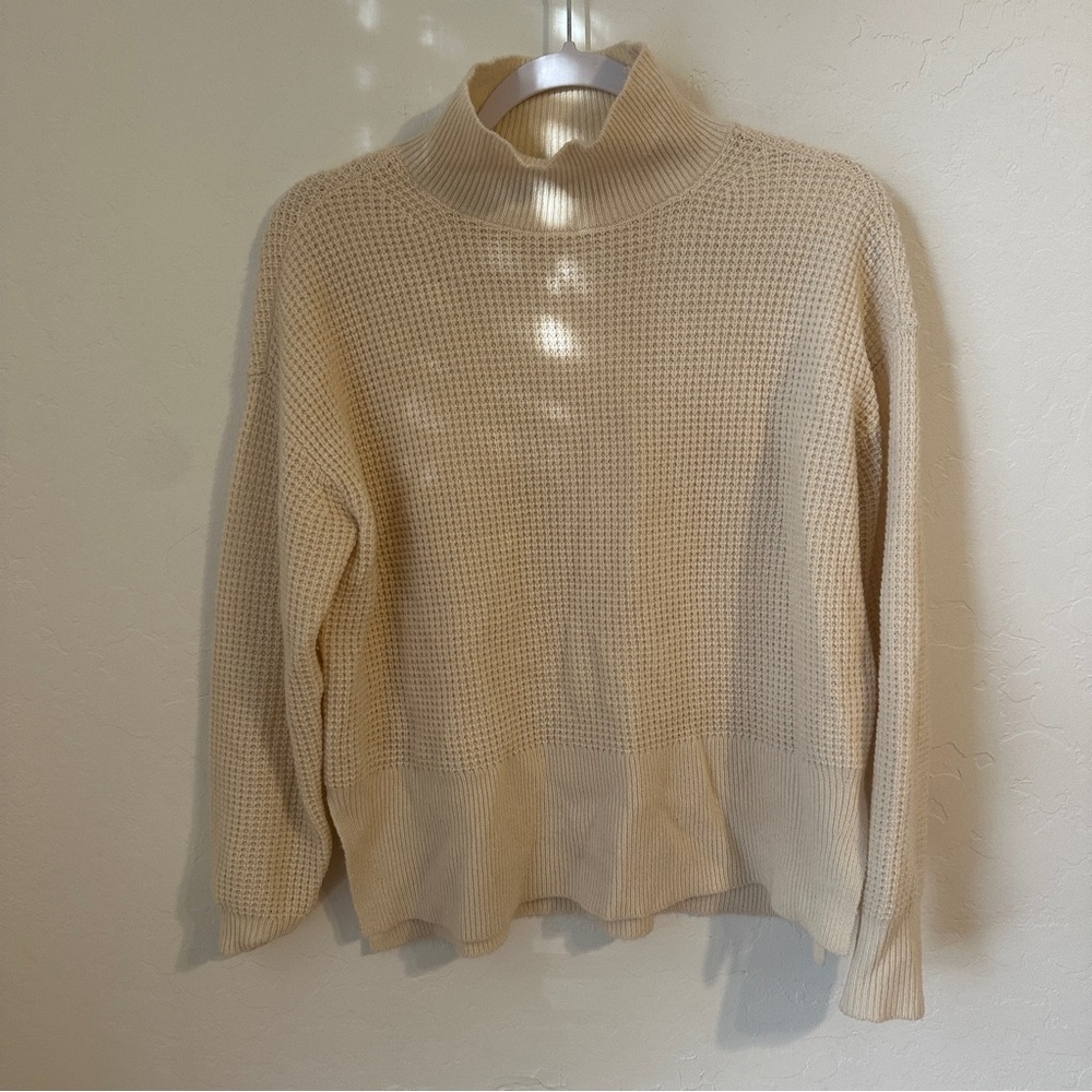 Everlane 100% Cashmere‎ Boxy Turtleneck Sweater in Bone Size XS